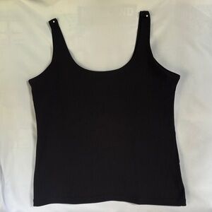 SLIGHTLY WORN WOMEN CLASSIC BLACK SCOOP NECK TANK TOP- SIZE BRAZIL GRANDE (LARGE